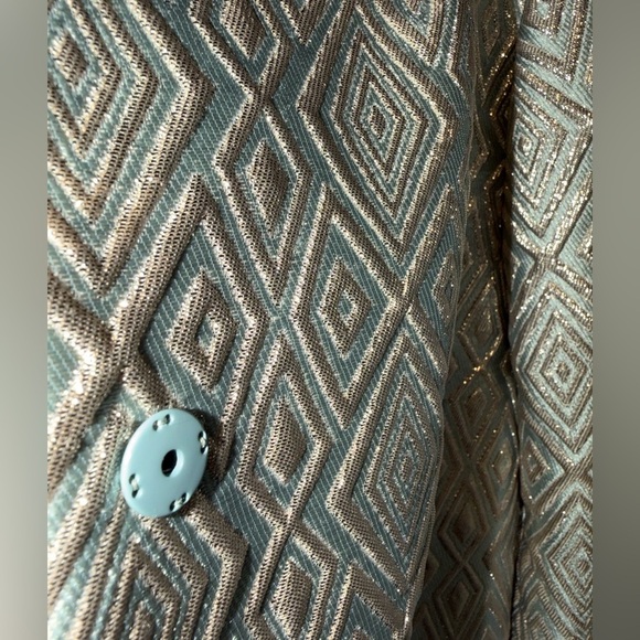 Max Mara Pianoforte Metallic Brocade Silk-Lined Jacket | Silver Blue | Sz 6 - Picture 11 of 14